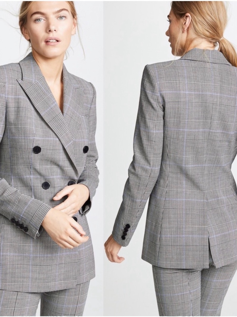 Theory Power Portland Windowpane Double-Breasted Jacket Blazer 4
